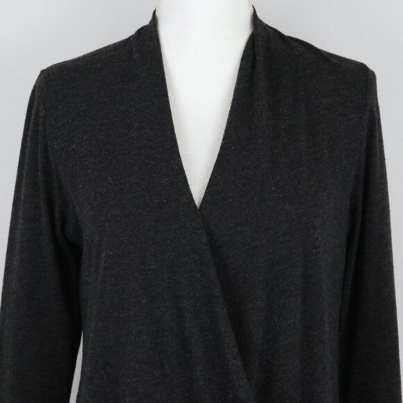 Lucy Activewear Women's Medium Black Wool Blend Faux Wrap Long Sleeve Blouse - Picture 2 of 6